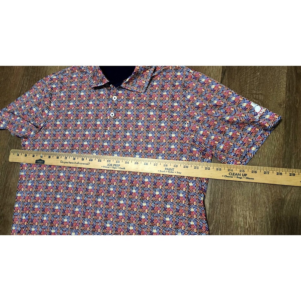 Bugatchi Polo Shirt Mens L Colorful Geometric Short Sleeve Mercerized Cotton - Picture 7 of 12